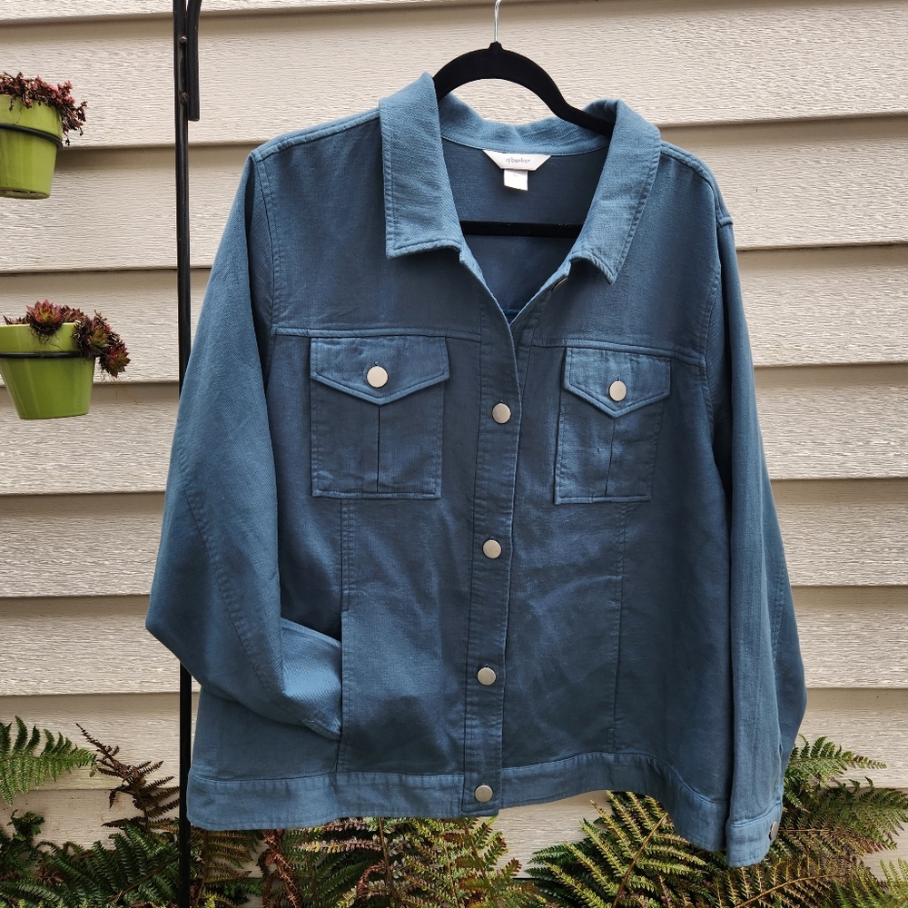 CJ‎ Banks NWT Women's Jacket Teal Sz 3X Lightweight Stretch Long Sleeve